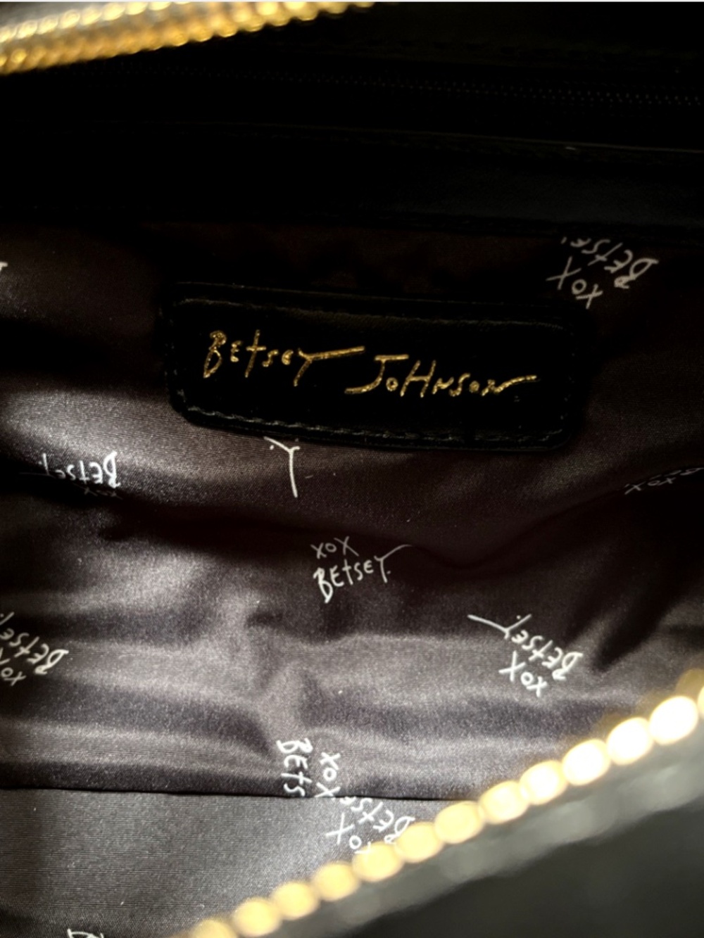 Betsey Johnson Floral Embroidered Satchel Bag Charm Black Shoulder NWT - Picture 9 of 10